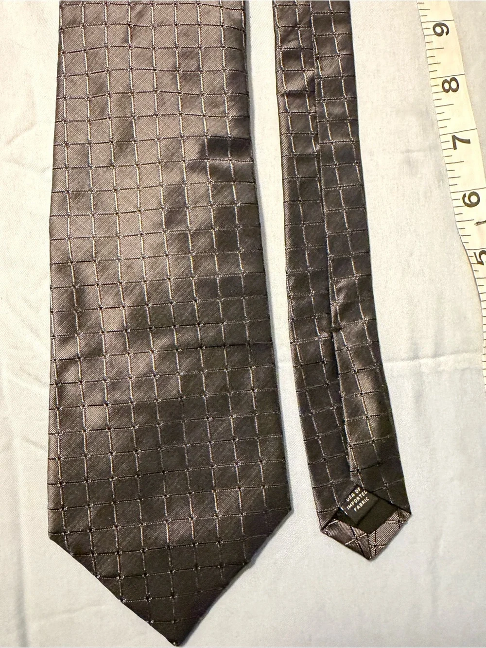 Express Men's Black Grid Pattern Silk Tie